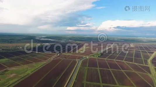 农场土地的空中景观视频