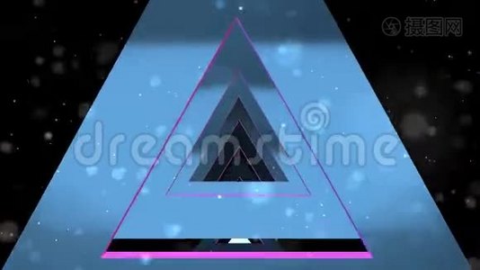 蓝色三角形爱隧道循环视频