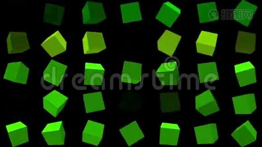 闪烁，旋转立方体绿色视频