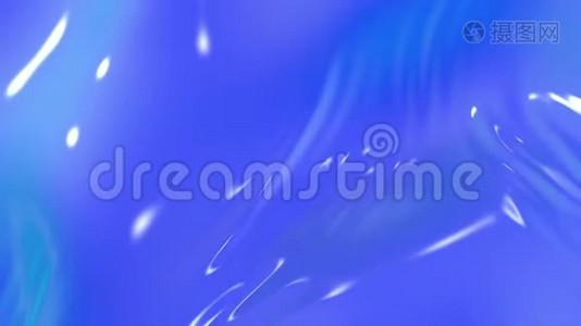 波状蓝布表面的4k三维平滑动画，形成涟漪，如液体油漆表面或组织褶皱视频