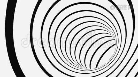 黑白幻视错觉.. 抽象催眠动画背景.. 螺旋几何环形壁纸视频