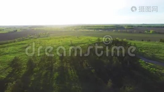 在山上飞过绿林。 空中镜头。视频