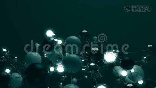 分子网络中的抽象球。视频