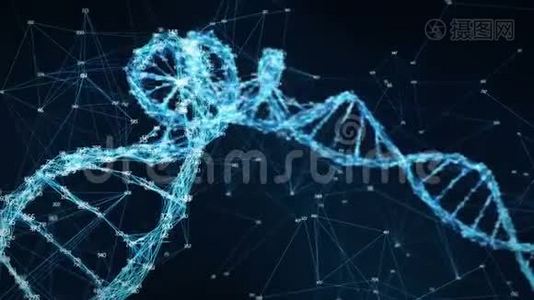 运动背景数字丛DNA分子随机数环视频