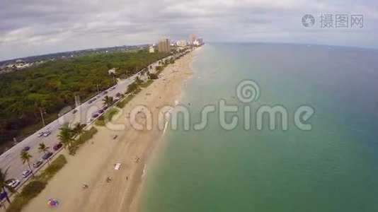 劳德代尔堡海滩的空中录像视频