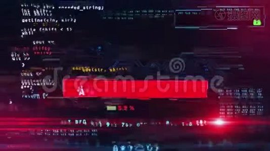 网络攻击和破坏屏幕上的计算机安全视频