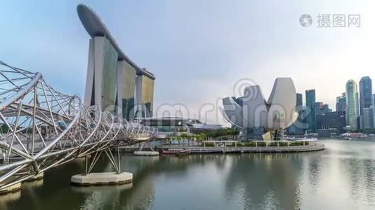 新加坡螺旋桥的景观，昼夜不停.视频