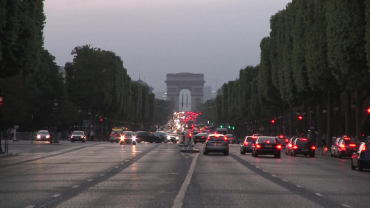 巴黎凯旋门城市交通视频