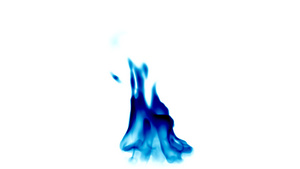 白色背景下的蓝色火焰8秒视频