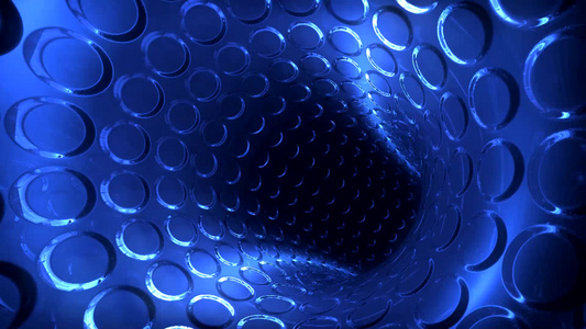蓝色未来主义隧道无缝循环视频