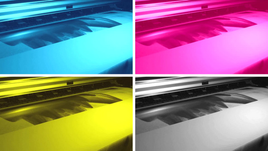 四种颜色的彩色打印机打印画面视频