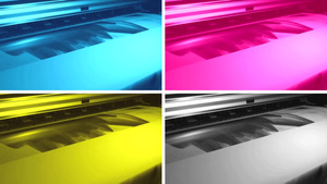 四种颜色的彩色打印机打印画面8秒视频