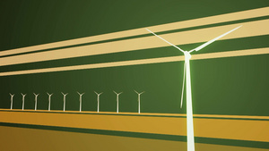 描绘风力涡轮机在抽象背景上旋转的动画10秒视频