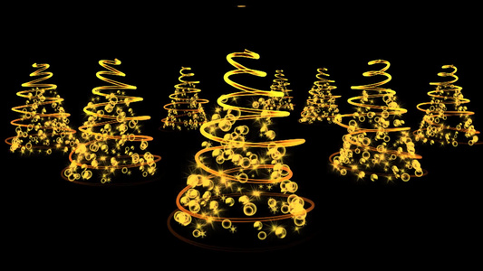 黑色背景圣诞树上的光元素视频