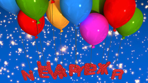 新年快乐字样的3D气球背景视频15秒视频
