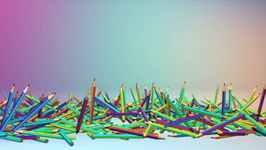 彩色蜡笔掉落散落一地背景视频15秒视频