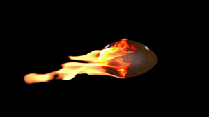 橄榄球在火焰中飞行20秒视频