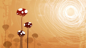 蘑菇对抗阳光明媚的天空动画10秒视频