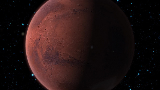 旋转的火星和它后面的太阳的轮廓视频