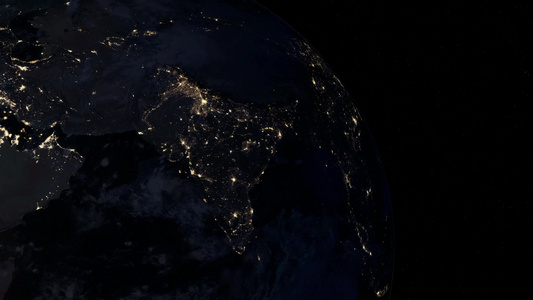 亚洲在晚上地球地图由美国宇视频