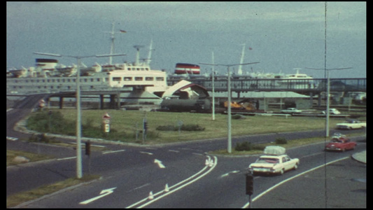 港口码头车辆船舶交通老旧影像视频
