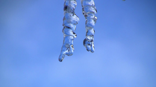 冬天冰上滴水背景视频视频