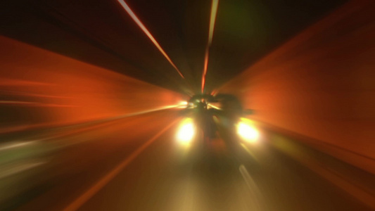 驾驶穿过隧道抽象与运动模糊和发光视频