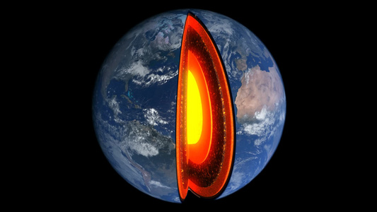 地球横截面显示其内部结构视频