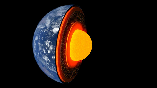 地球横截面3D效果的内部结构图视频