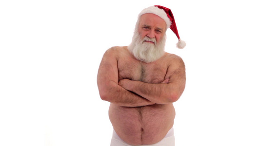 白胡子的古怪裸体圣诞老人视频
