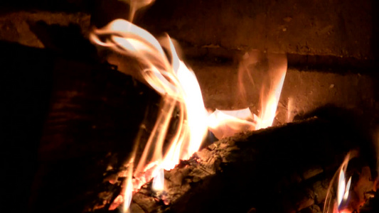 壁炉里燃烧的火焰[炭盆]视频
