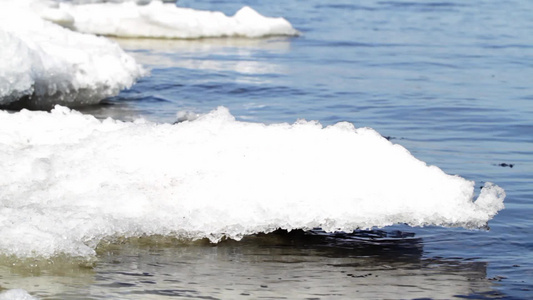 河岸上的浮冰[冰船]视频