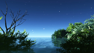 蓝色夜空下的湖水10秒视频