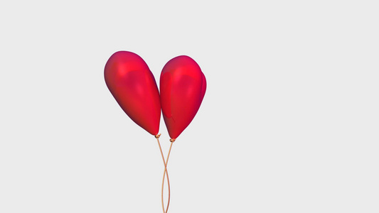 白色背景上的红色心形气球视频