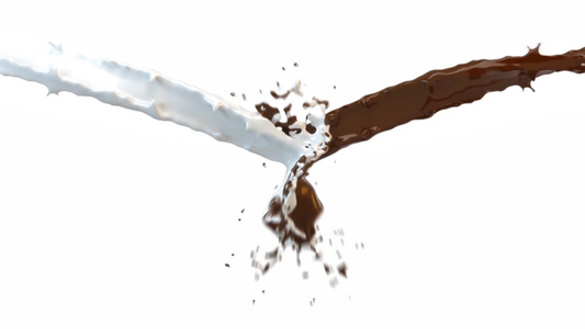 牛奶和巧克力溅在白色背景上视频