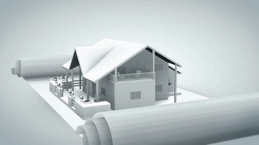 房子模型从白色变为彩色视频