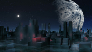 夜空中的建筑物与行星13秒视频