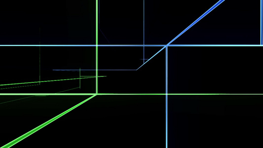 高科技蓝色绿色线条网格增长视频
