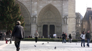 巴黎圣母院前面的人流11秒视频