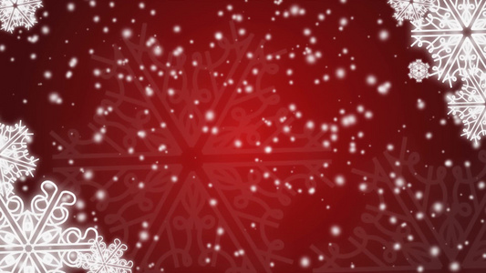 红色的圣诞背景和雪花视频