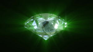 旋转绿色闪亮钻石环三维动画6秒视频