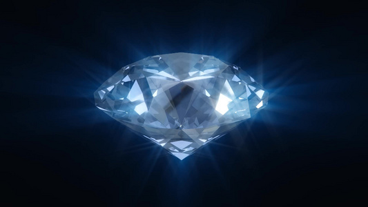旋转蓝色闪光钻石环三维动画视频
