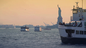 纽约自由女神像的日落24秒视频