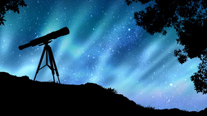 星空下的天文望远镜15秒视频