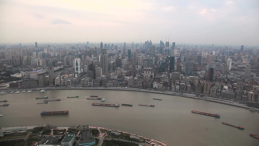 上海黄浦江城市航拍风景[中小城市]视频