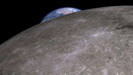 在太空中和月亮一起运行的行星地球视频