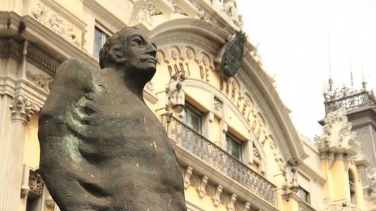 欧洲古老的雕塑建筑[青铜像]视频