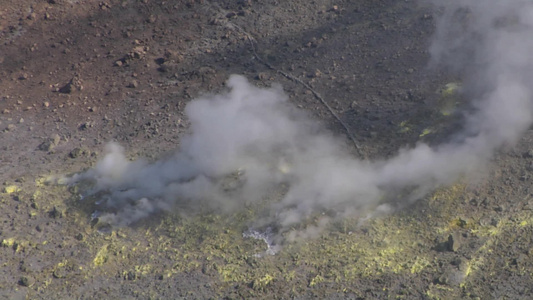 用硫处理从火山口的蒸汽视频