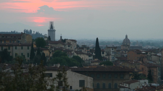 日落时佛罗伦萨城市景观[文化景观]视频