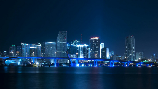 迈阿密夜晚风景延时视频